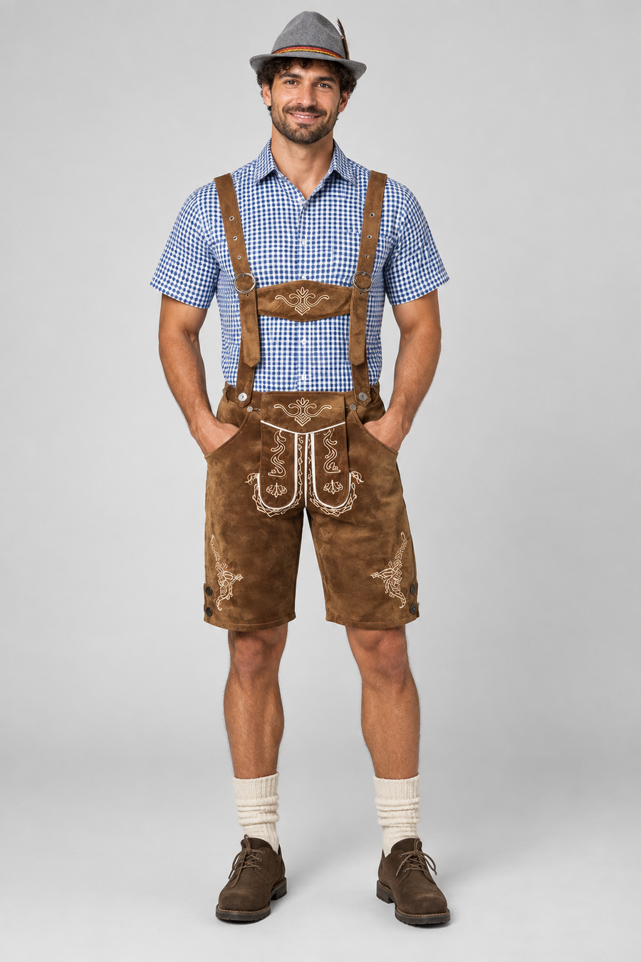 Herren Trachten-Set  Lederhose, Hemd & Hut
