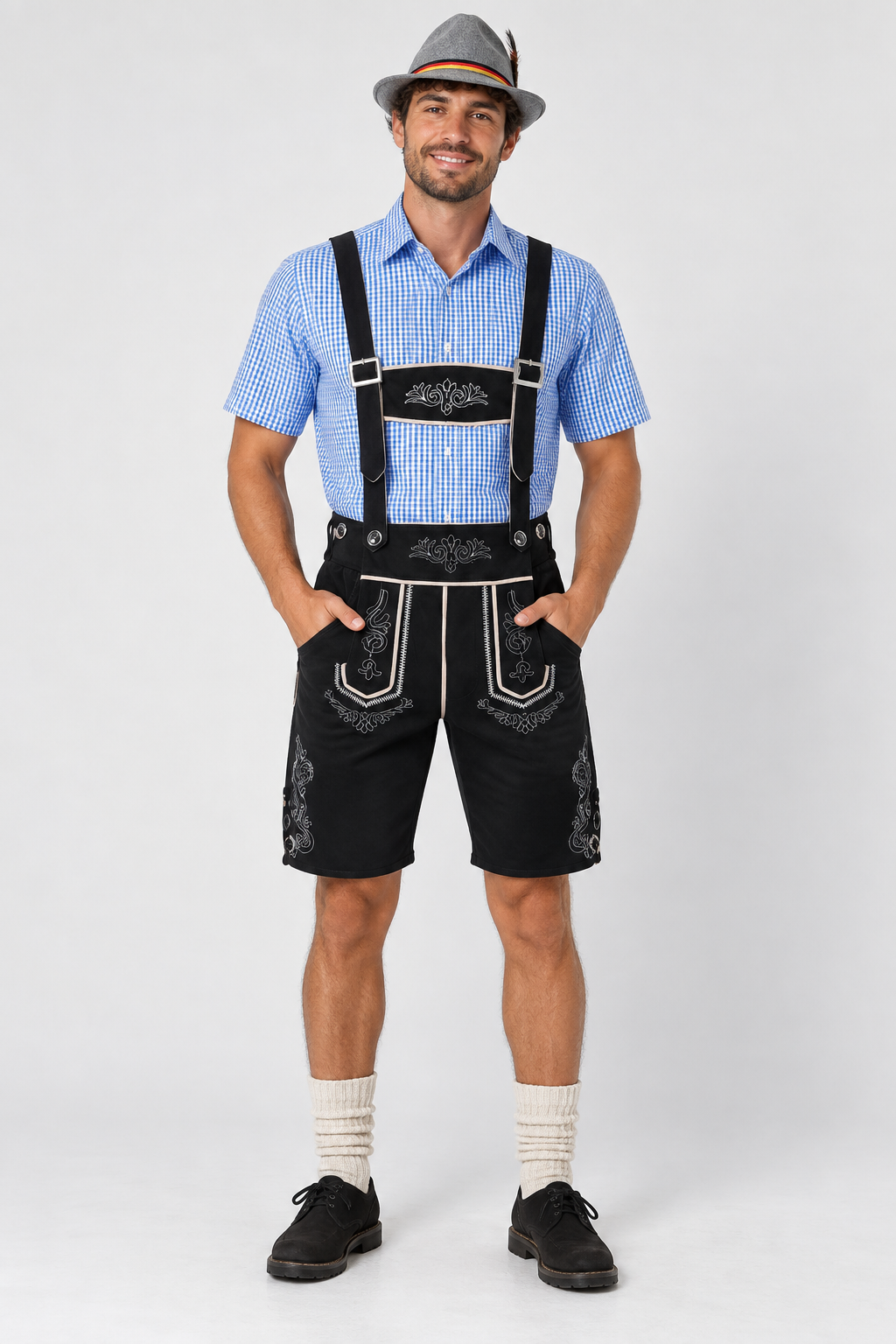 Herren Trachten-Set  Lederhose, Hemd & Hut
