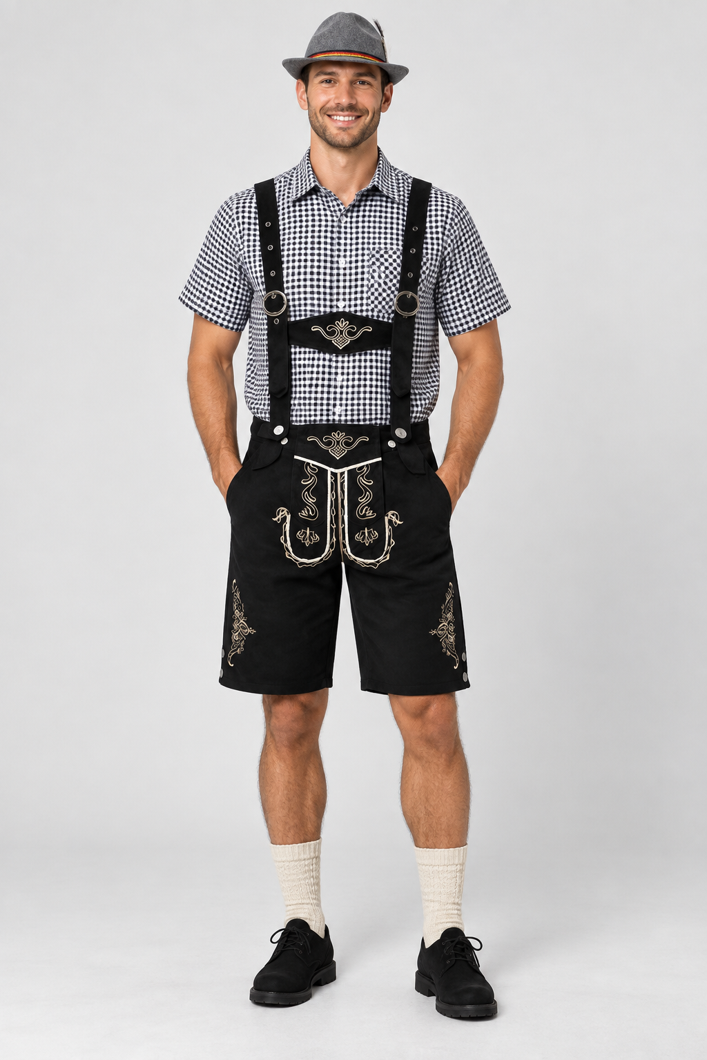 Herren Trachten-Set  Lederhose, Hemd & Hut