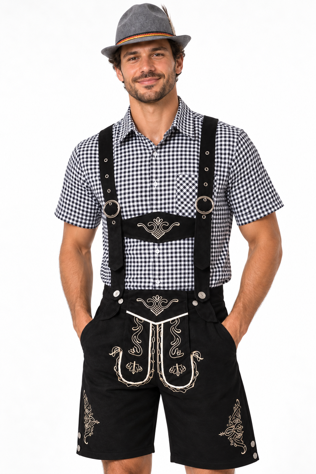 Herren Trachten-Set  Lederhose, Hemd & Hut