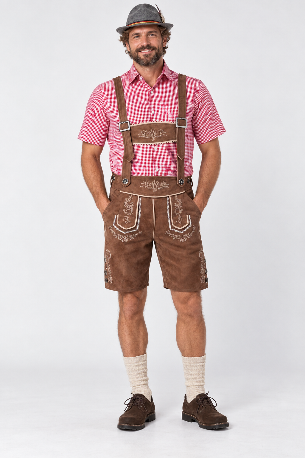 Herren Trachten-Set  Lederhose, Hemd & Hut