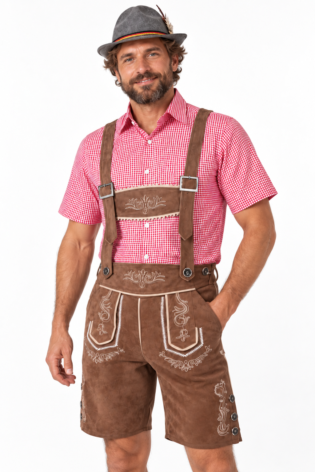 Herren Trachten-Set  Lederhose, Hemd & Hut
