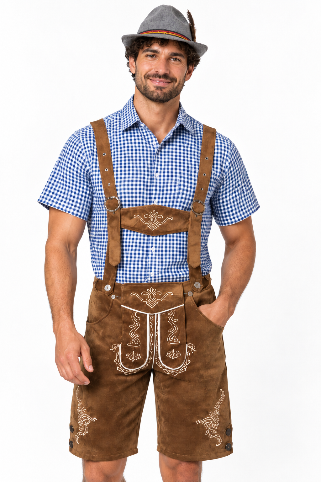 Herren Trachten-Set  Lederhose, Hemd & Hut
