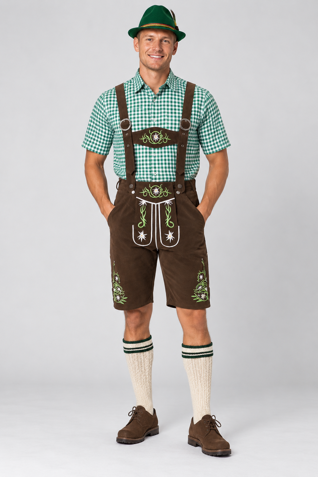 Herren Trachten-Set  Lederhose, Hemd & Hut