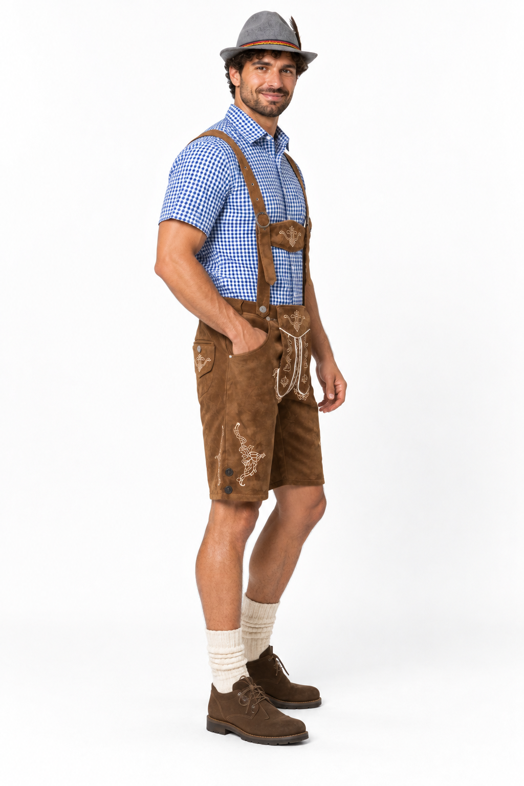 Herren Trachten-Set  Lederhose, Hemd & Hut